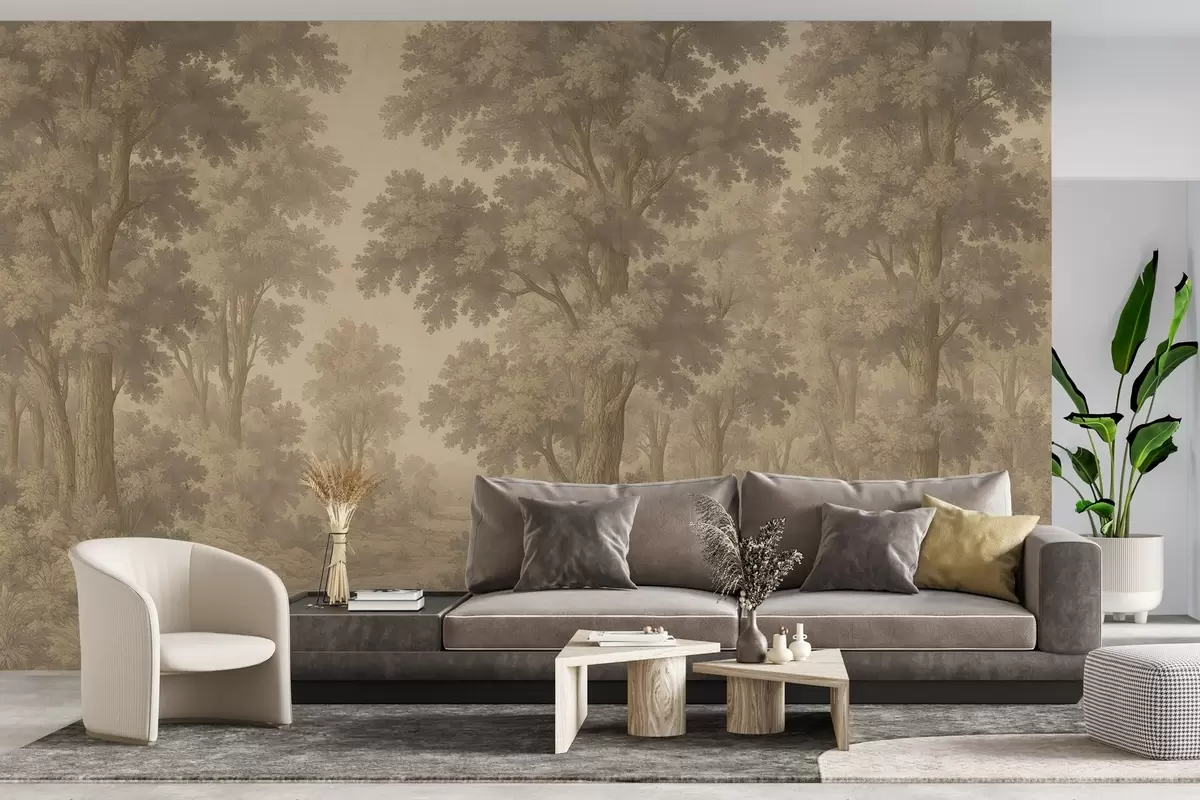 murales de pared Imagen moderna de un bosque en estilo grunge w03822v2