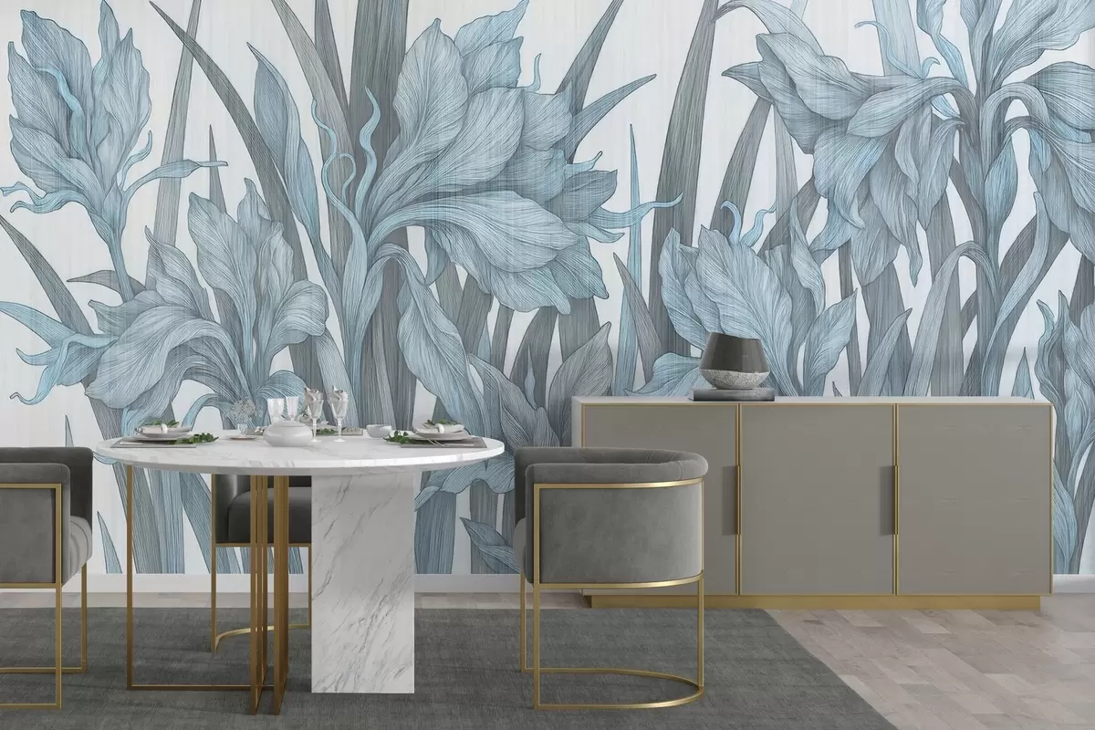 murales de pared Elegantes flores estilizadas w03829v2
