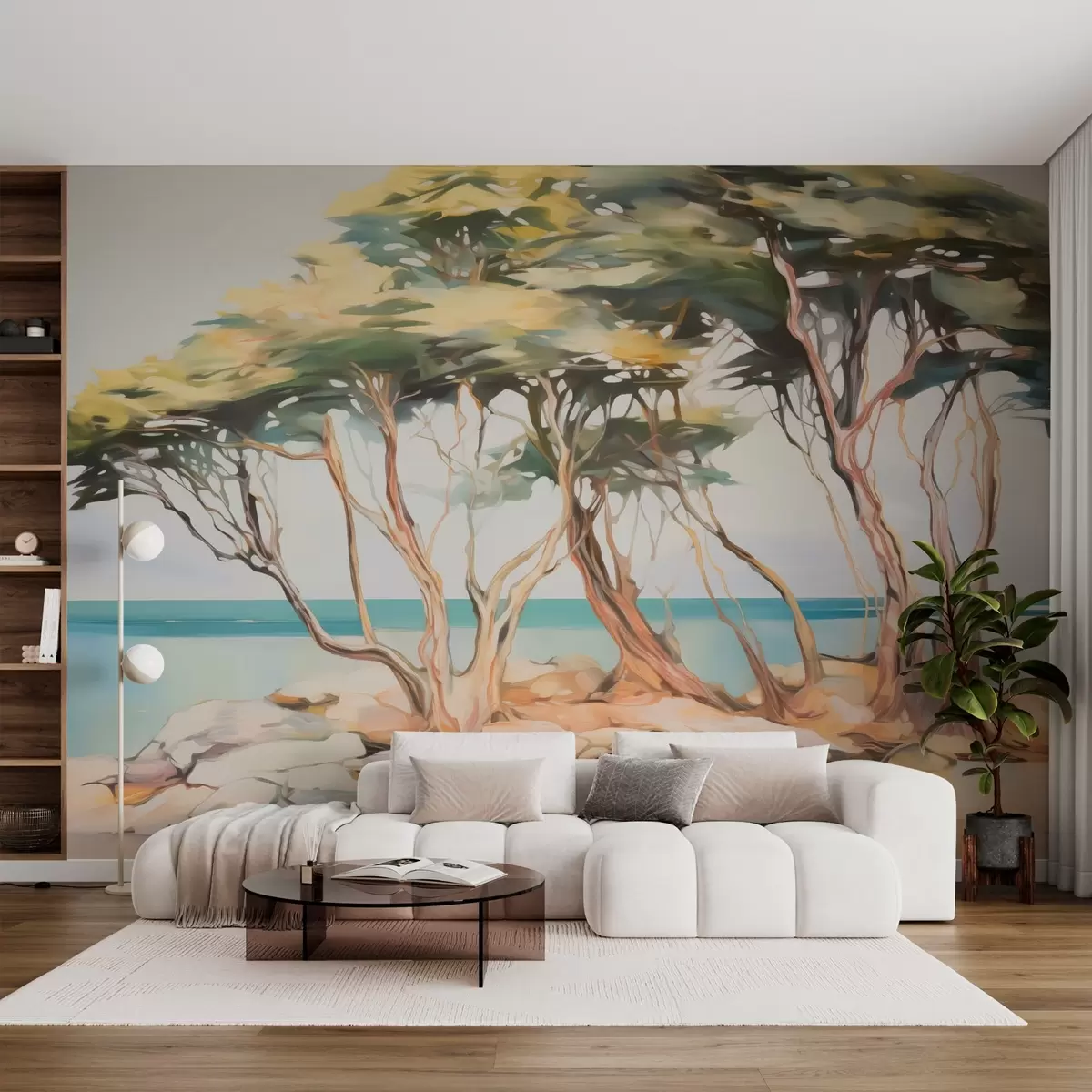 murales de pared Árboles junto al mar w03855