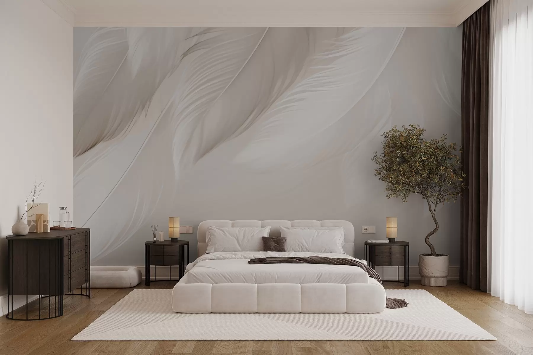 murales de pared Plumas blancas w03833v2