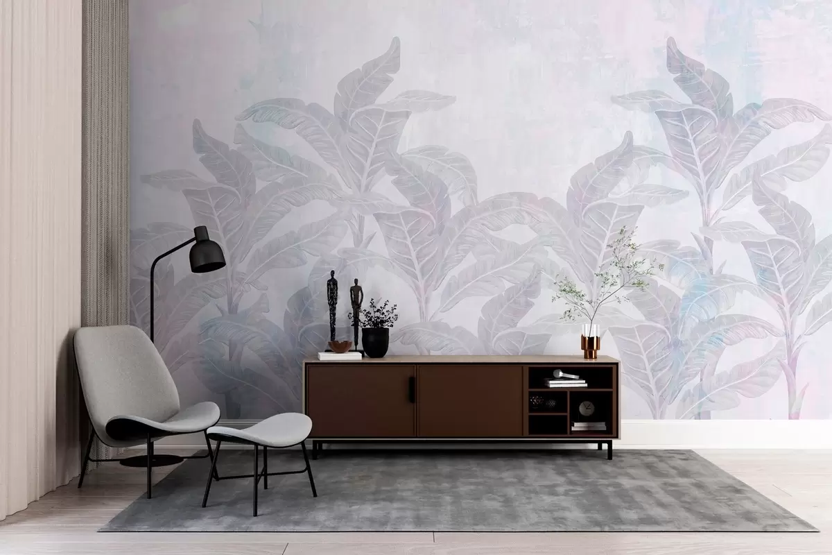 murales de pared palmeras en estilo retro texturizado w03768