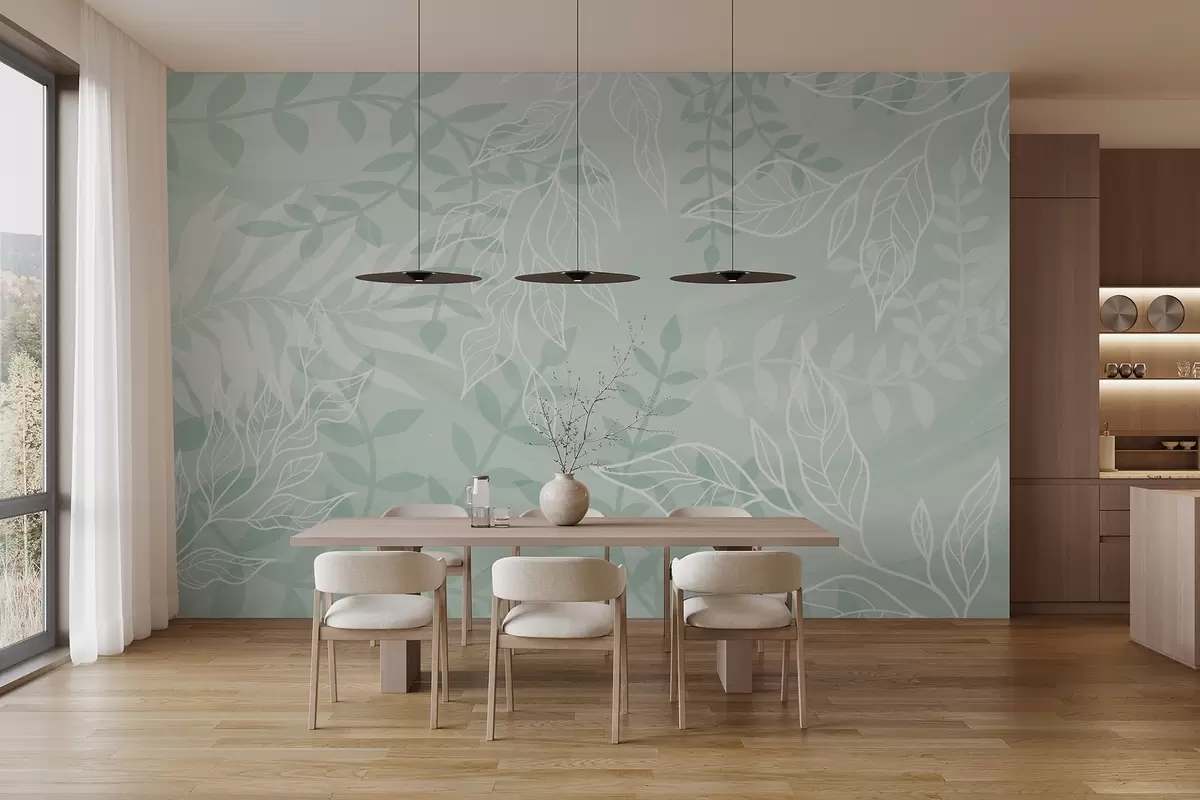 murales de pared Hojas contorneadas w03984v2