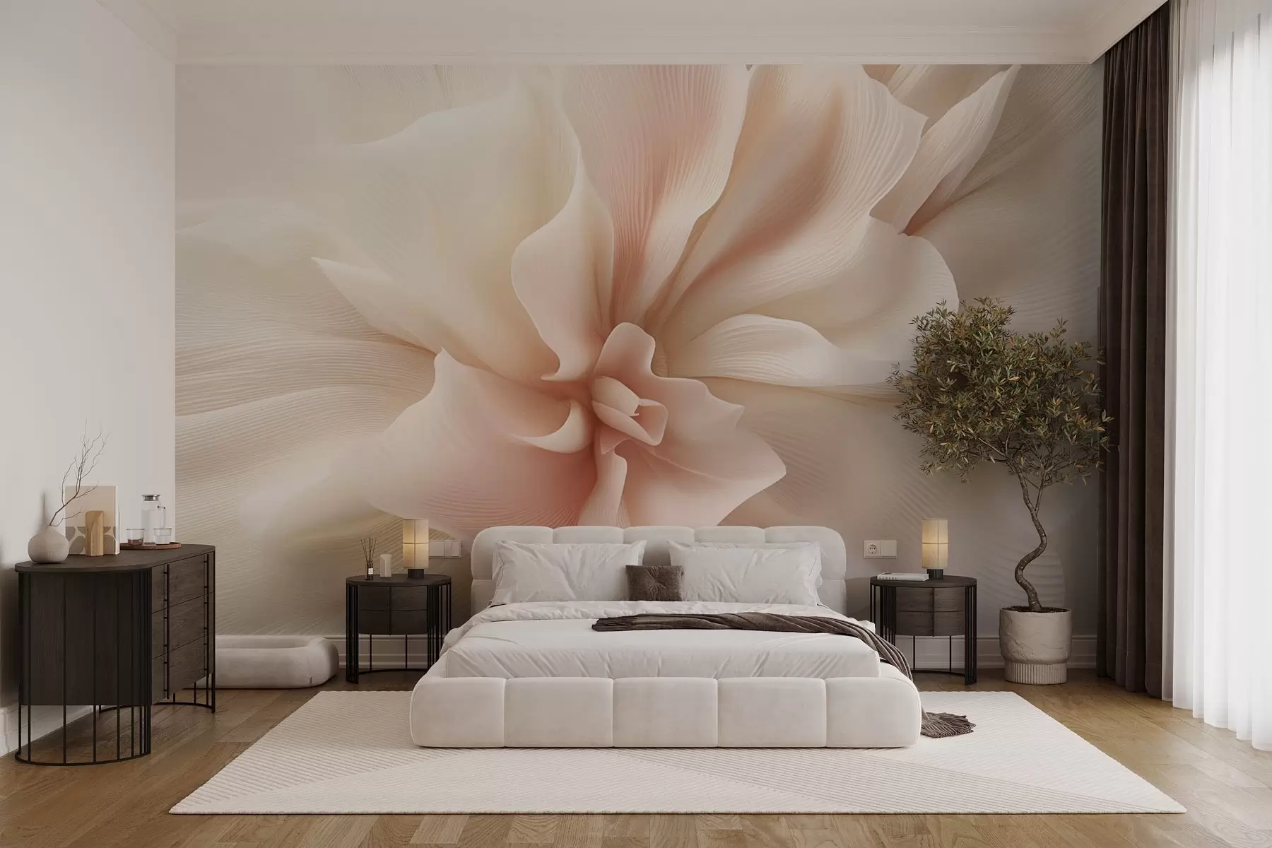 murales de pared Flor abstracta en delicados tonos beige w03996
