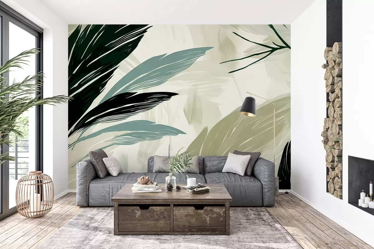 murales de pared Plumas multicolores abstractas w04037v3