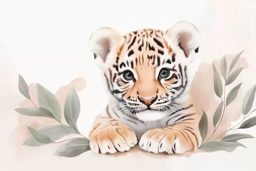 murales de pared Lindo cachorro de tigre w03529