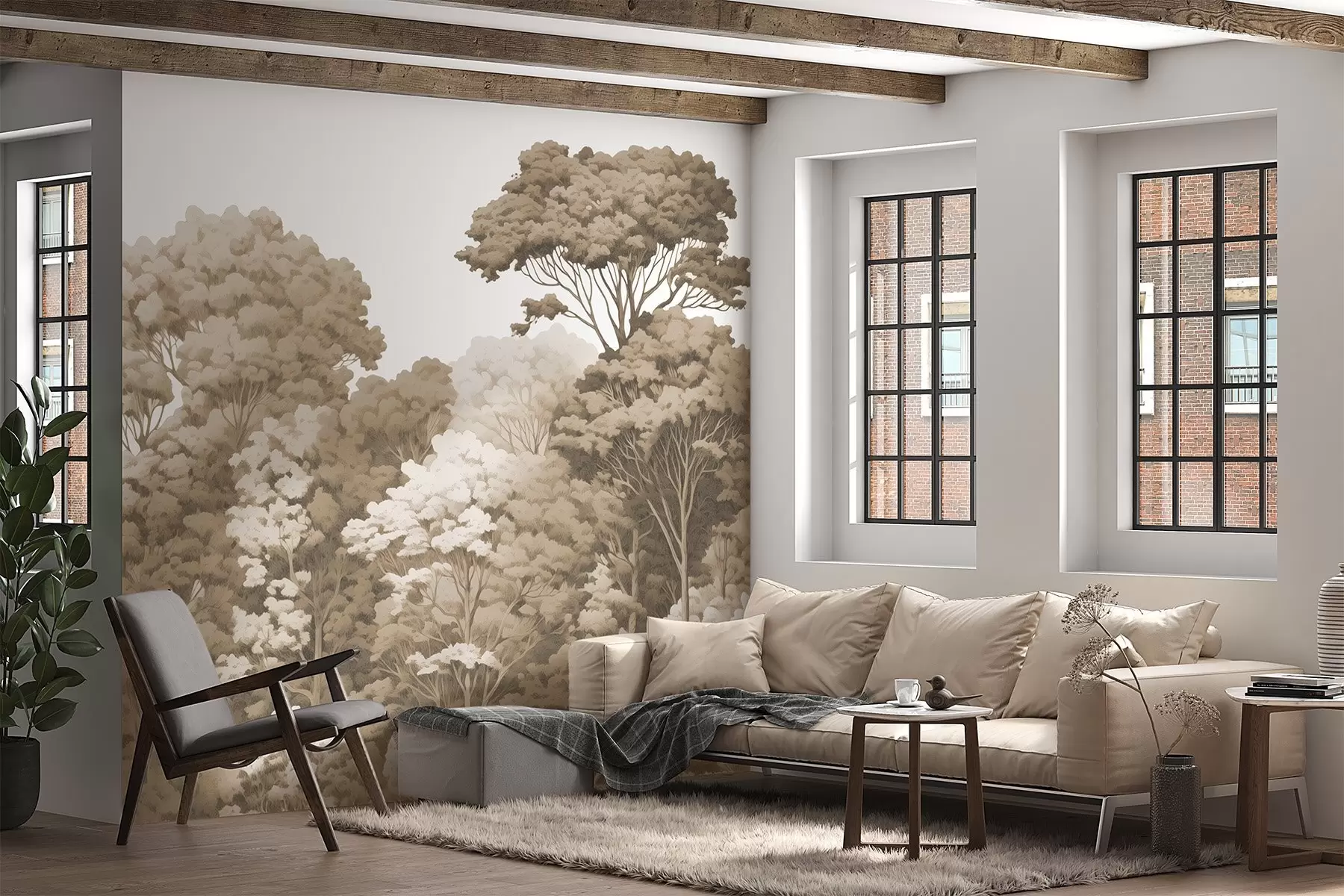 murales de pared Coronas forestales w04044v1