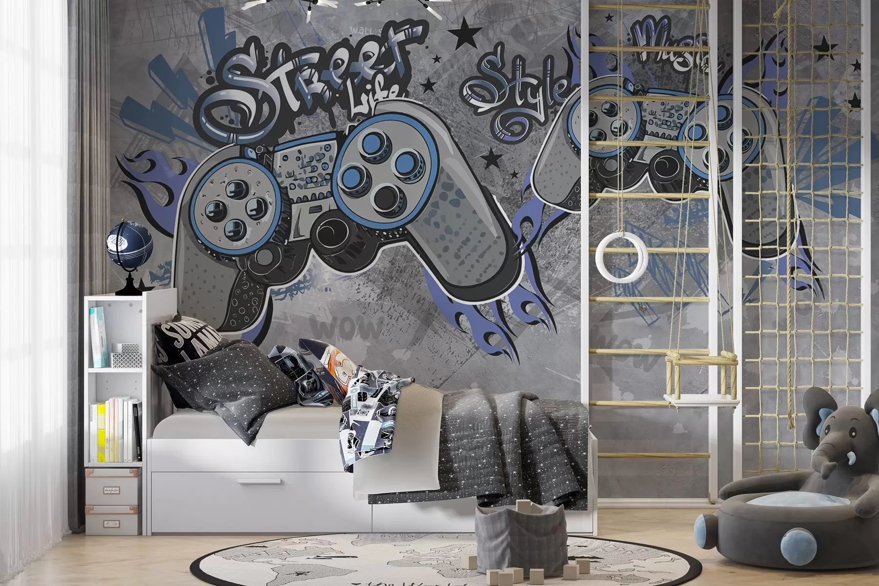 murales de pared Consolas estilo street art en la pared grunge w04054