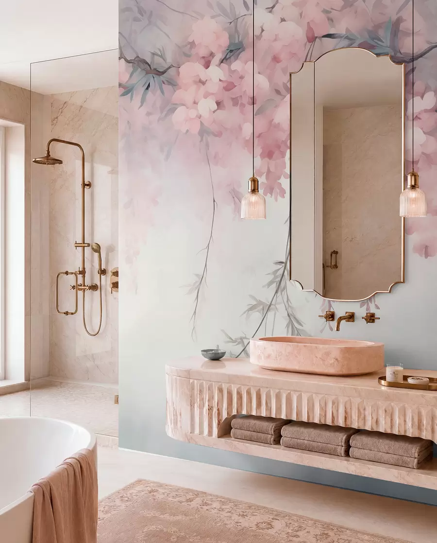 murales de pared Dosel floral en azul w09172v2