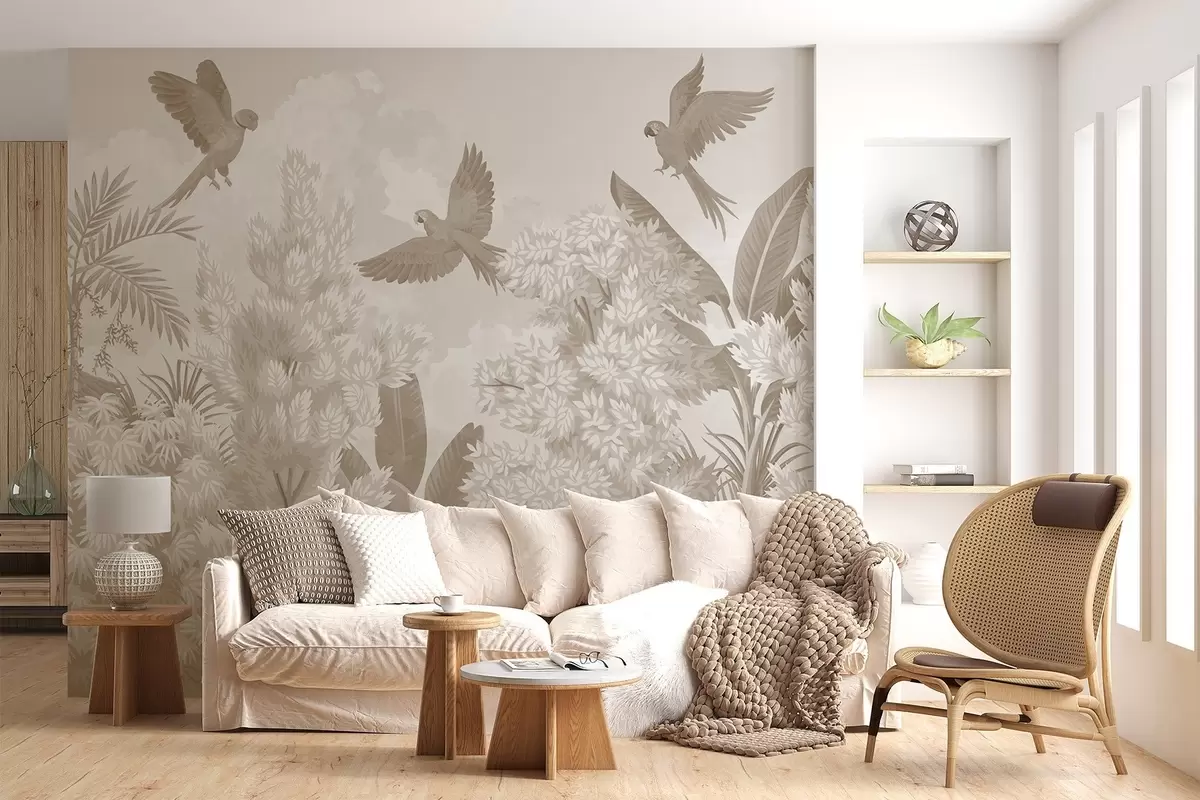murales de pared Loros en la selva w04105v1