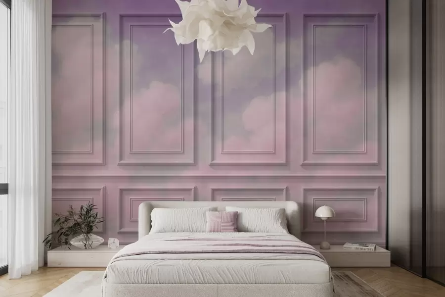 murales de pared Imitación de molduras con nubes aéreas w04110v3