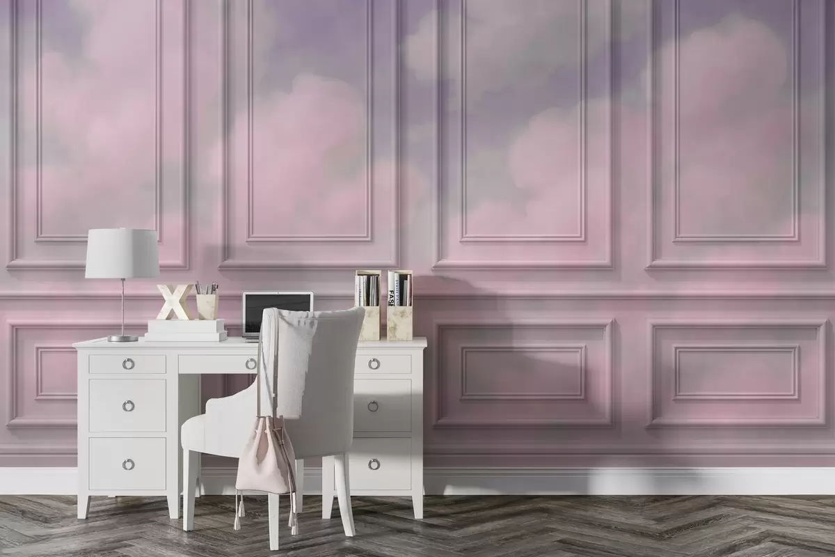 murales de pared Imitación de molduras con nubes aéreas w04110v3