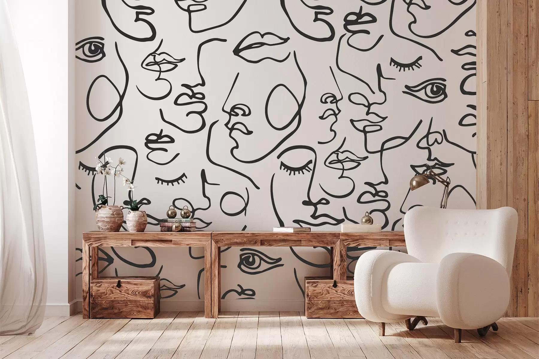 murales de pared Caras abstractas color negro w04121