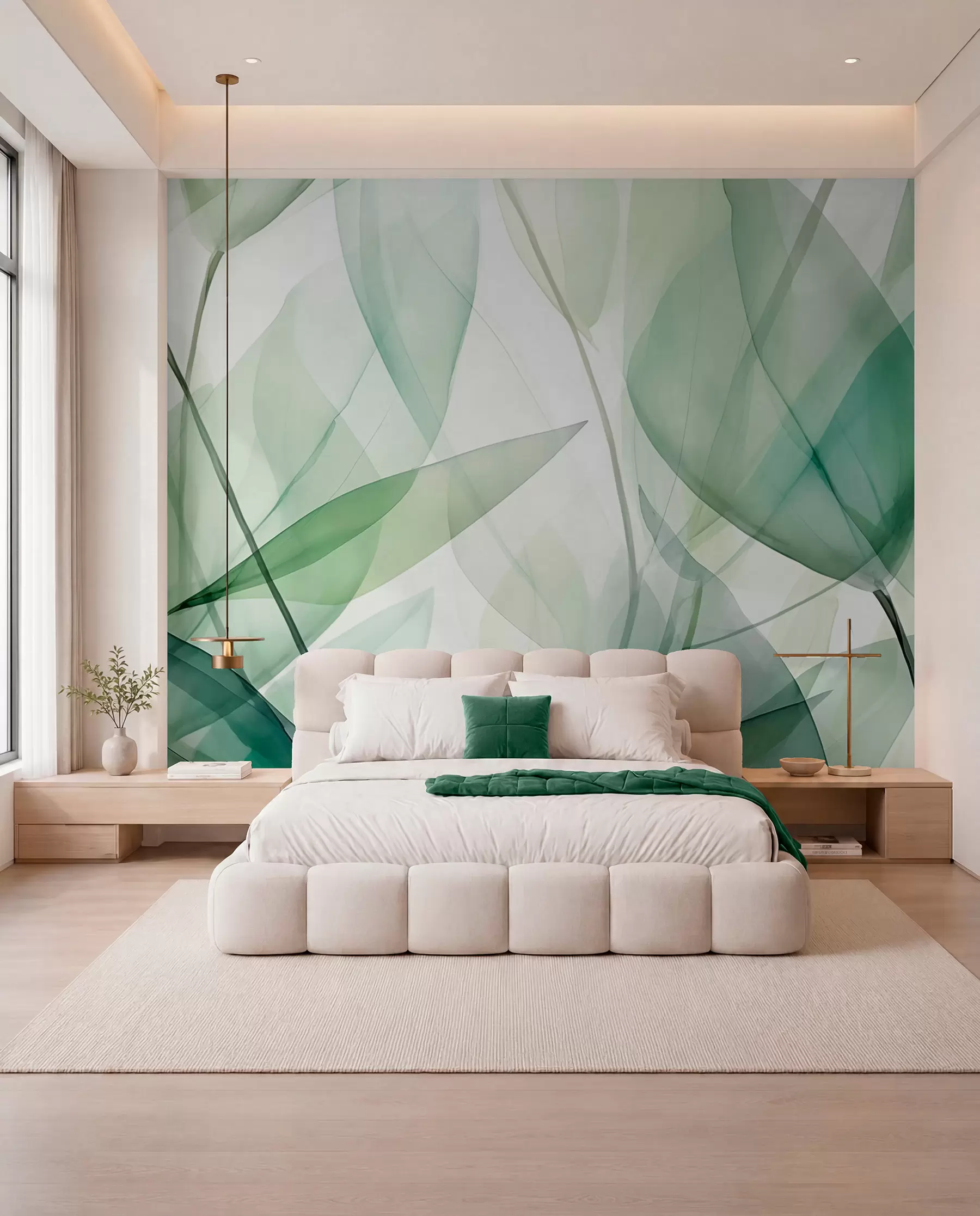murales de pared Hojas verdes superpuestas w04145
