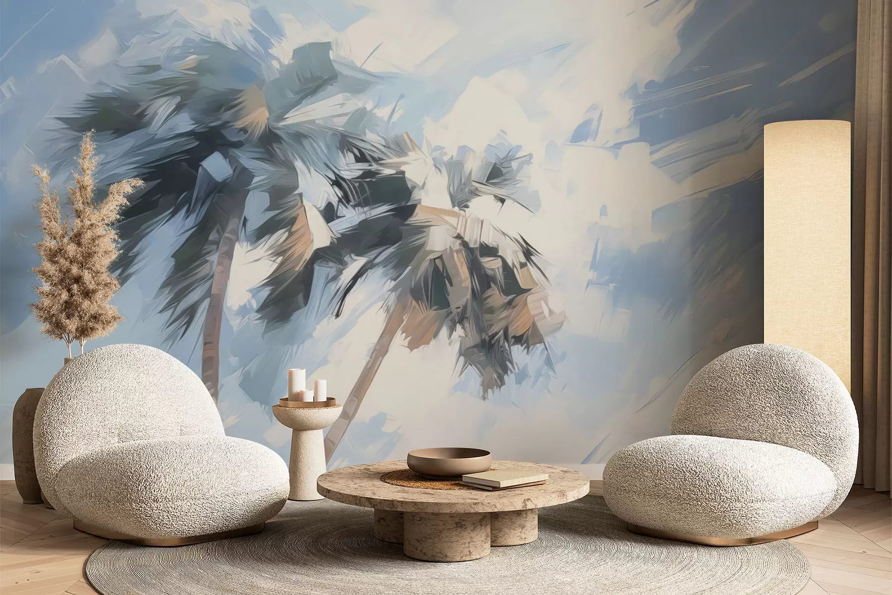 murales de pared Pintura imitación palmeras w04176