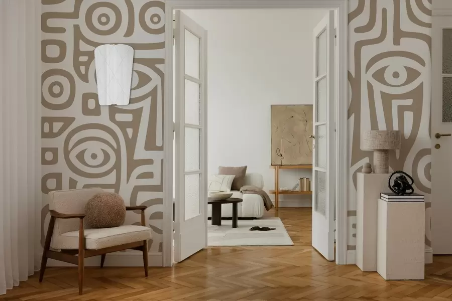 murales de pared Detalles faciales estilizados w04186v2