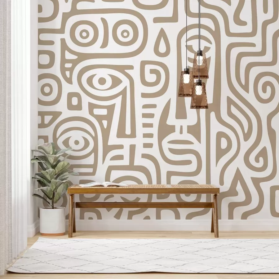 murales de pared Detalles faciales estilizados w04186v2