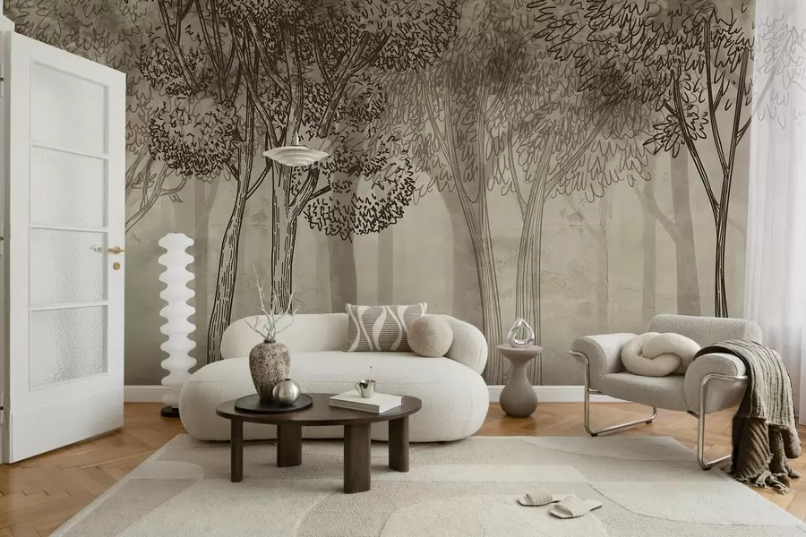 murales de pared Frondosos árboles w04251