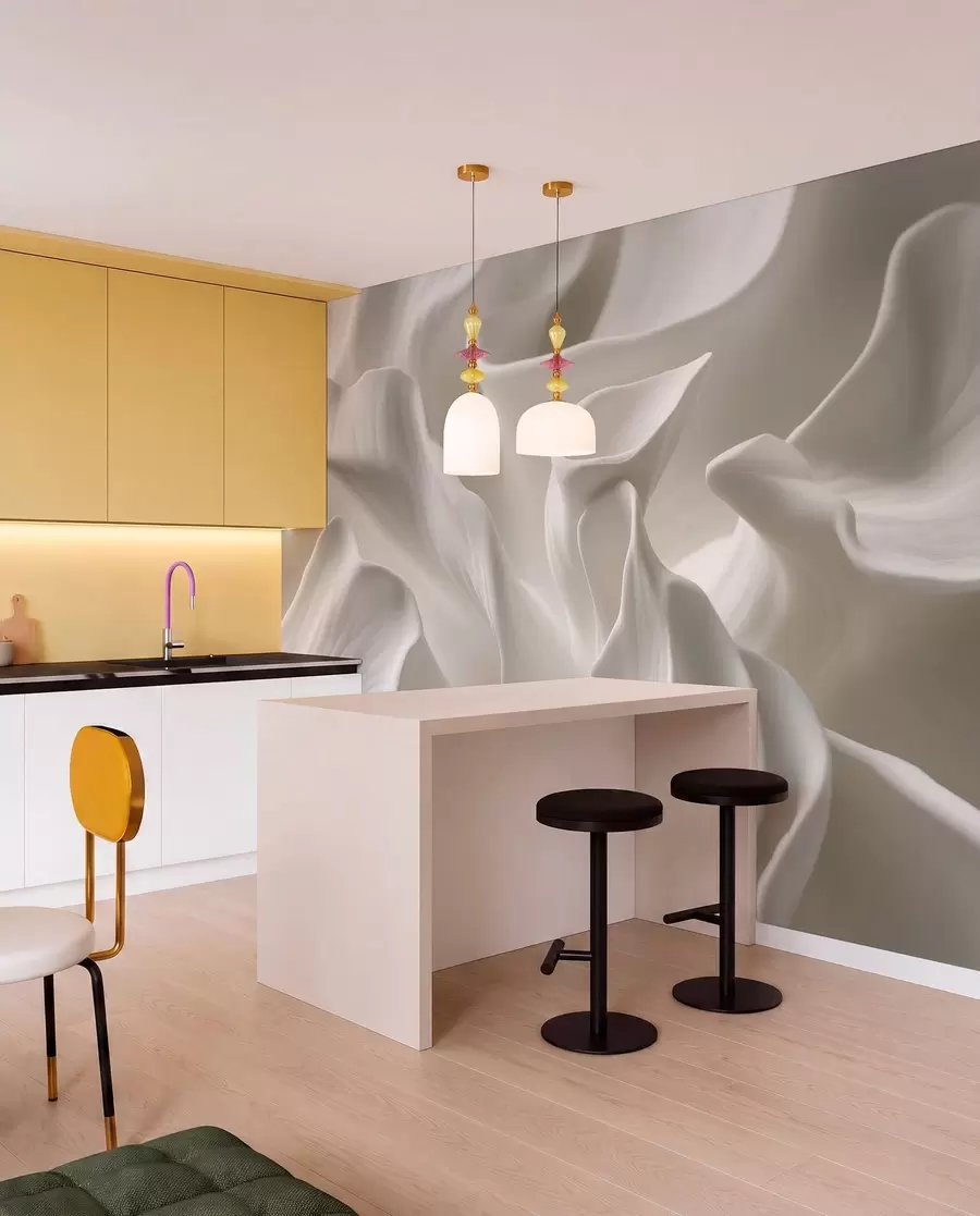 murales de pared pétalos ondulados con imitación de volumen w04212