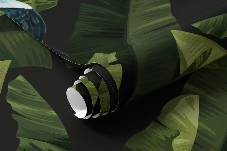 murales de pared Tucán en hojas tropicales a00415