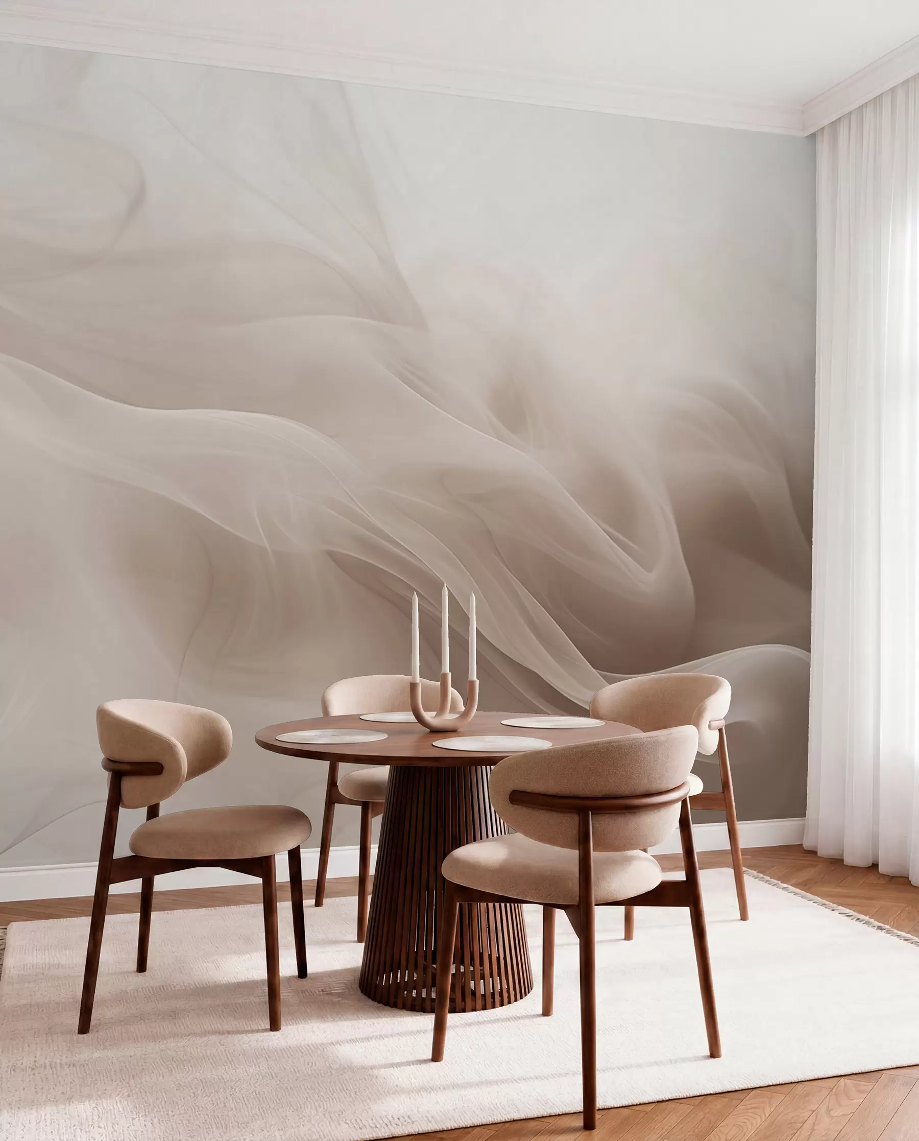 murales de pared Suaves ondas ahumadas beige de estilo abstracto w09273v1