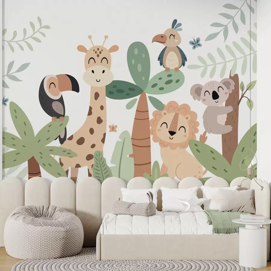 murales de pared Simpáticos animales en la selva w04357
