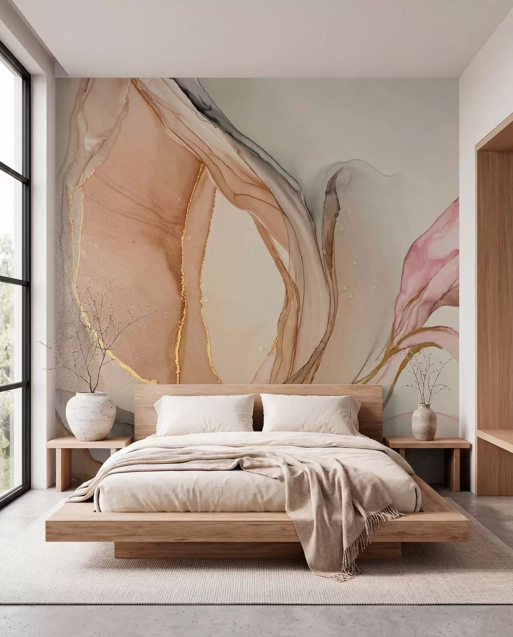 murales de pared Mármol de vetas melocotón u71828
