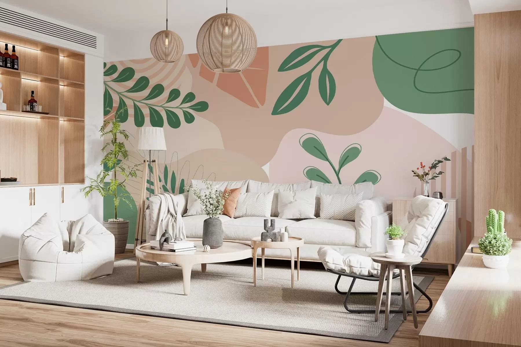 murales de pared Abstracción, hojas w04366v1