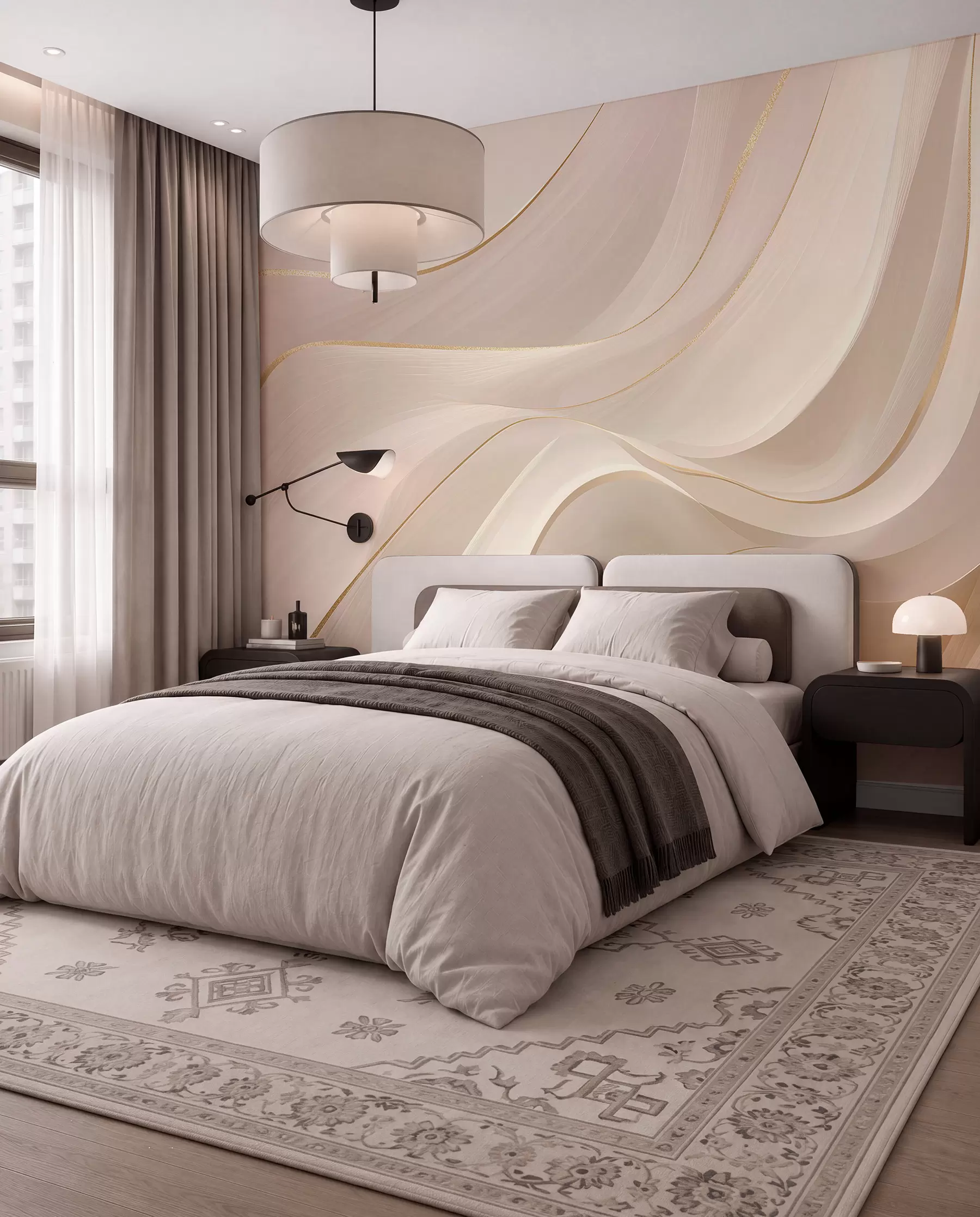 murales de pared Cintas crema en movimiento w09303