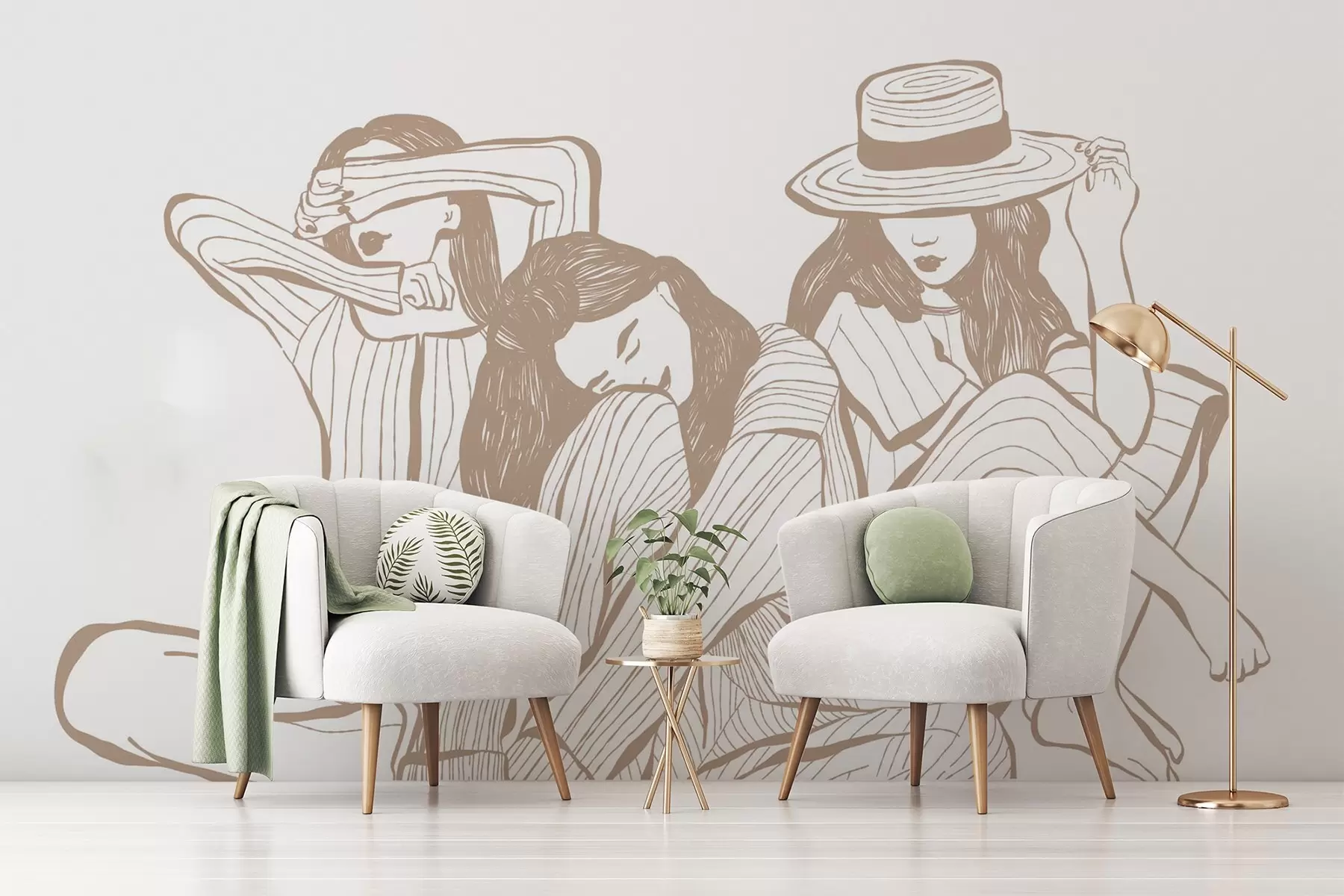 murales de pared Chicas tonos beige w04384v2