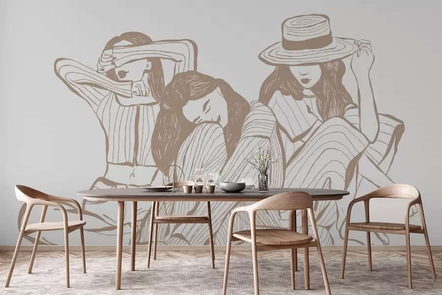 murales de pared Chicas tonos beige w04384v2