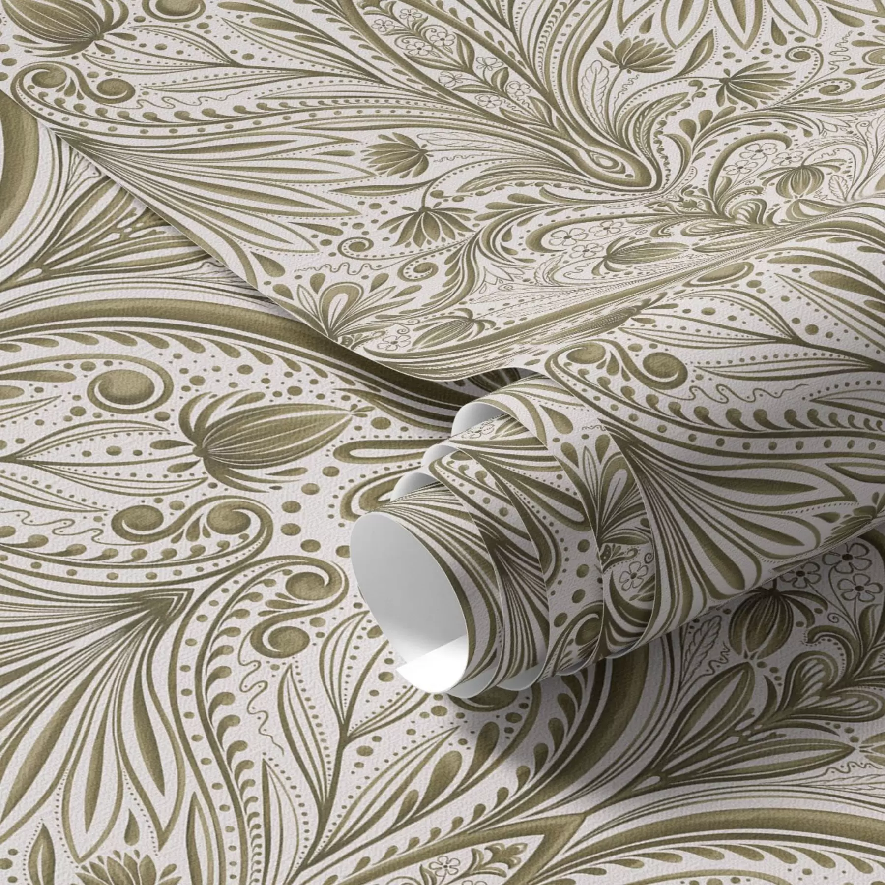 murales de pared Estampado barroco simétrico con motivos florales a00436