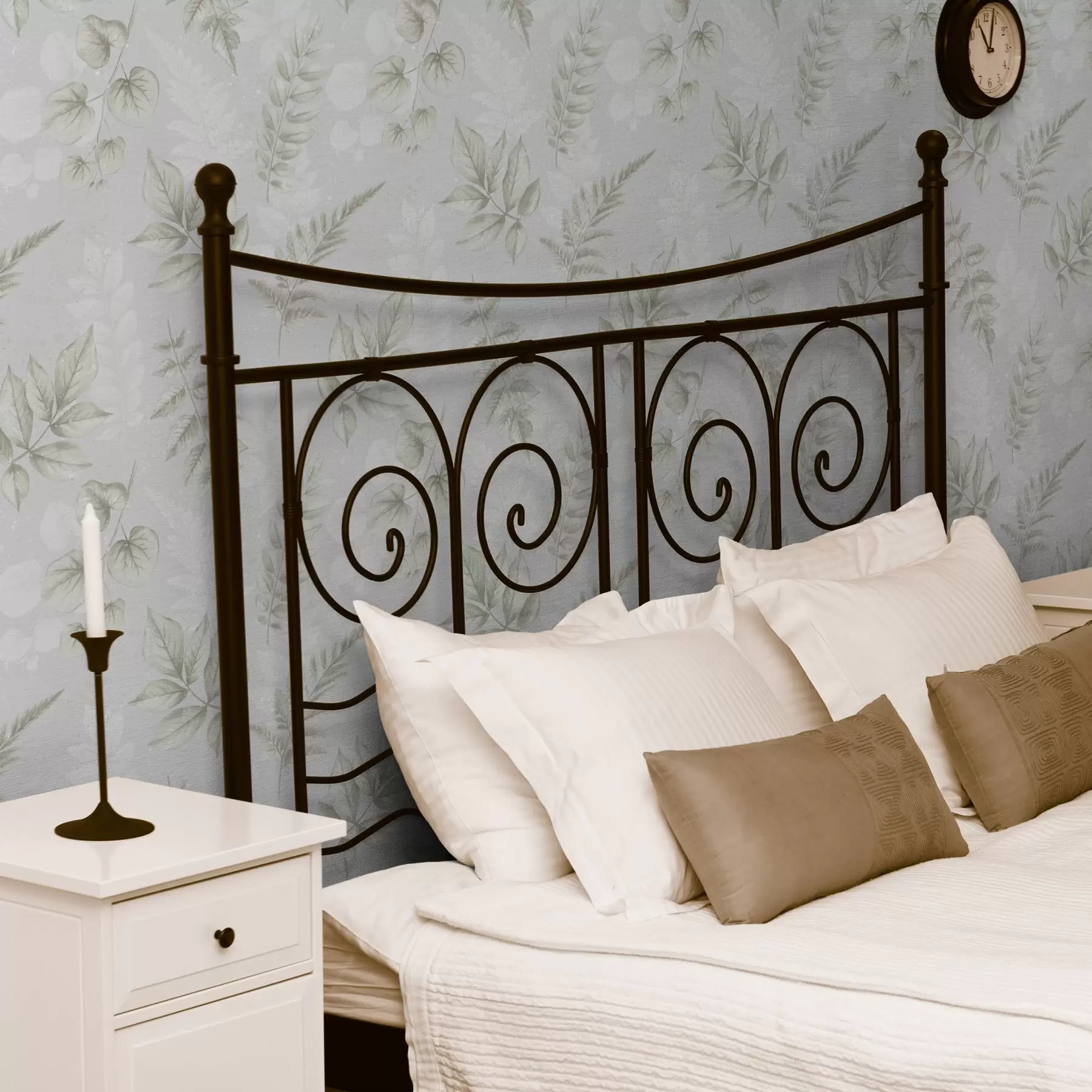 murales de pared Ligeras hojas de acuarela con efecto salpicado sobre fondo gris a00446