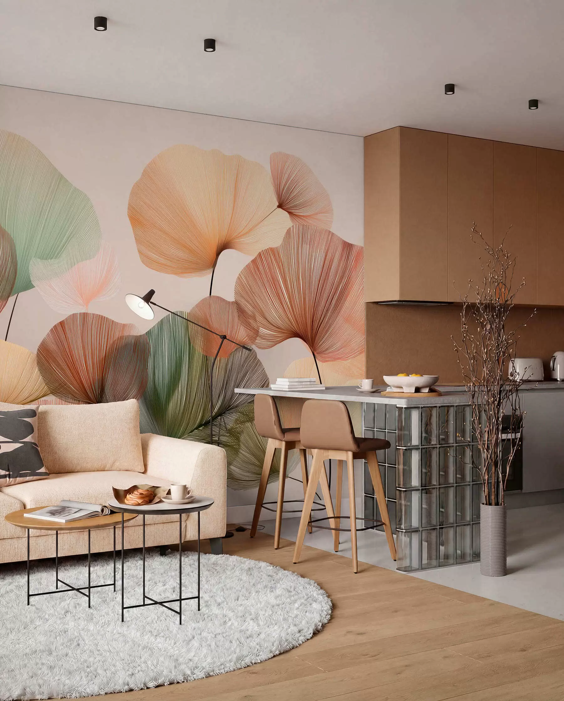 murales de pared Ginkgo en colores de otoño w04305