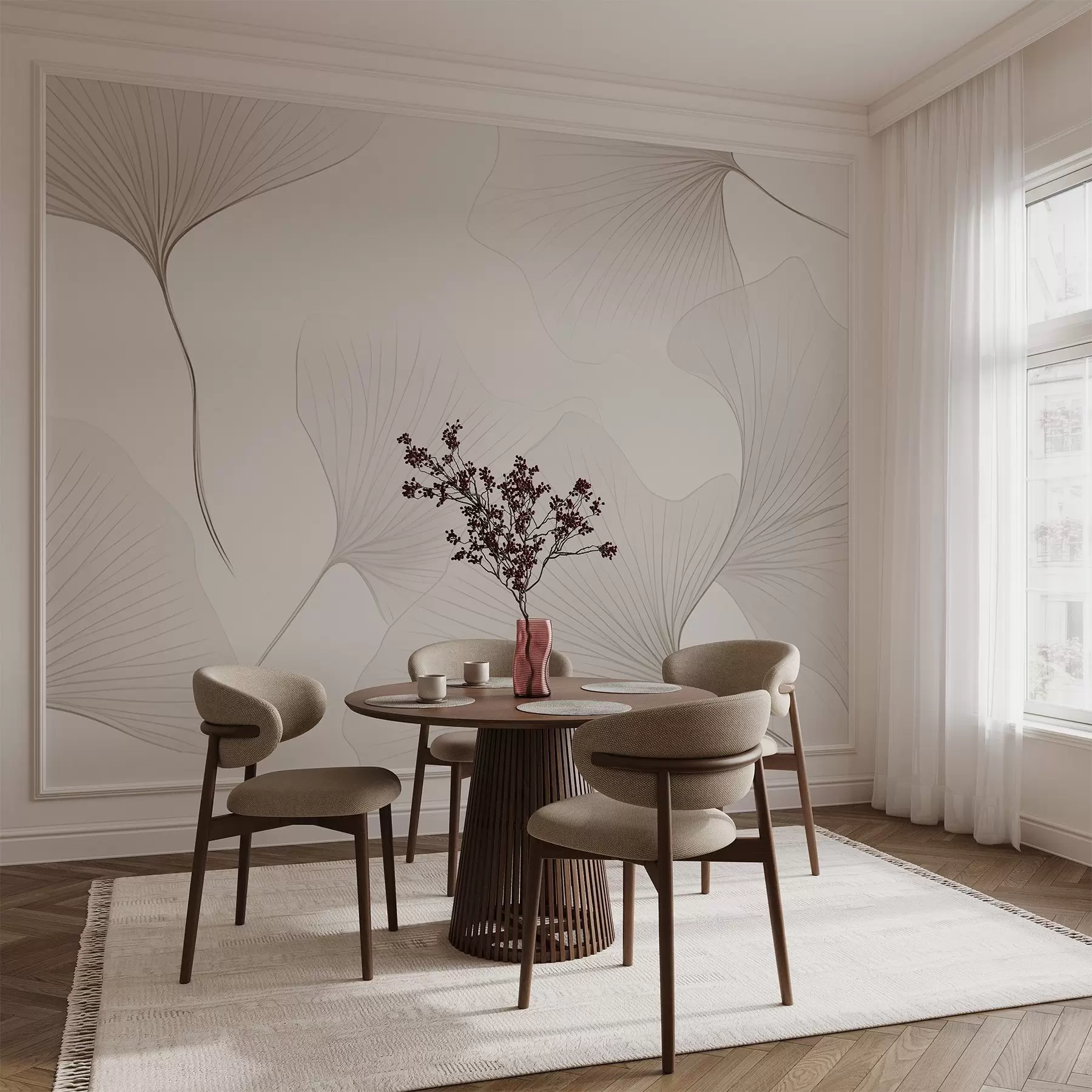 murales de pared Hojas de ginkgo transparentes w04433v1