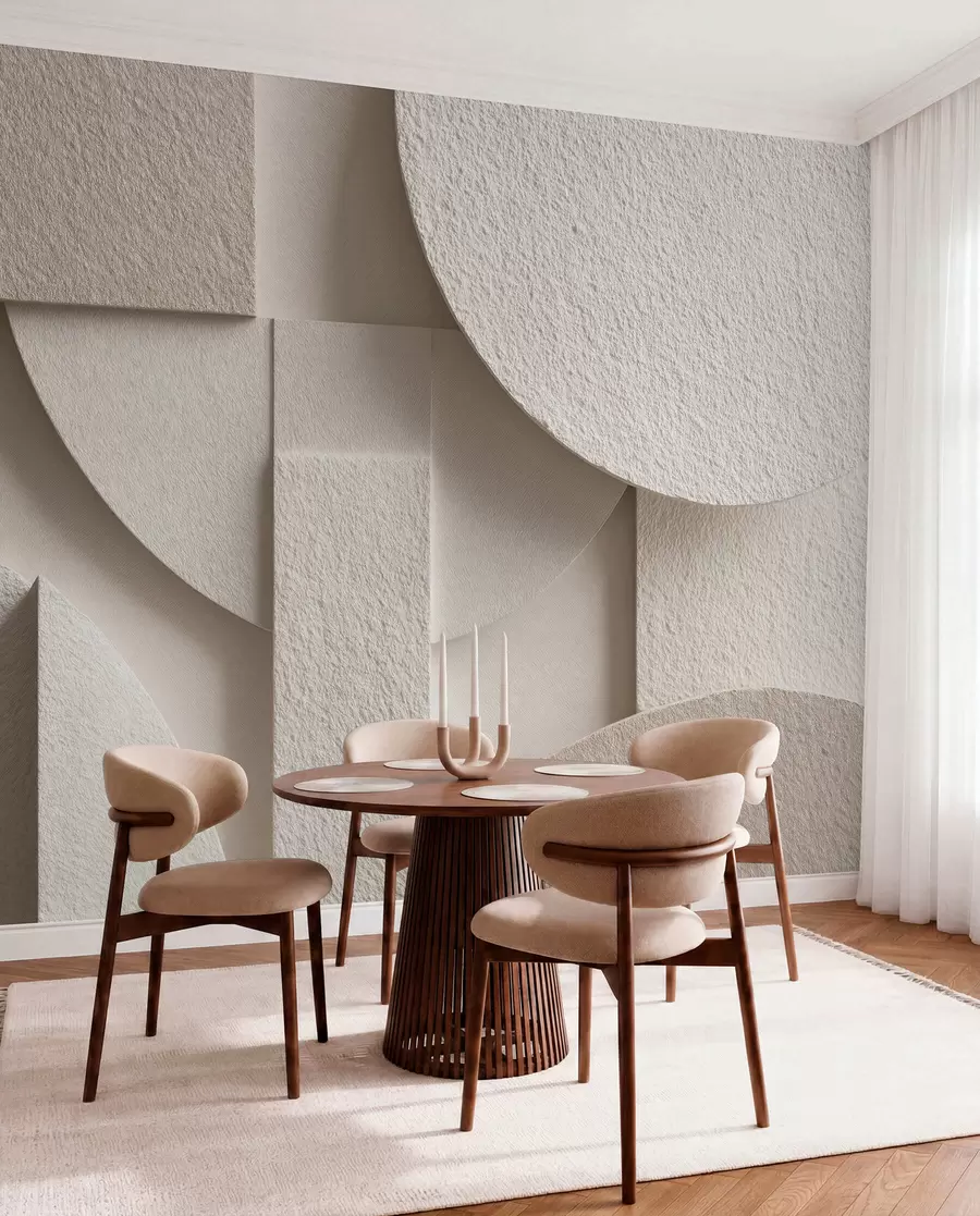 murales de pared Composición abstracta de formas geométricas de color beige w04395