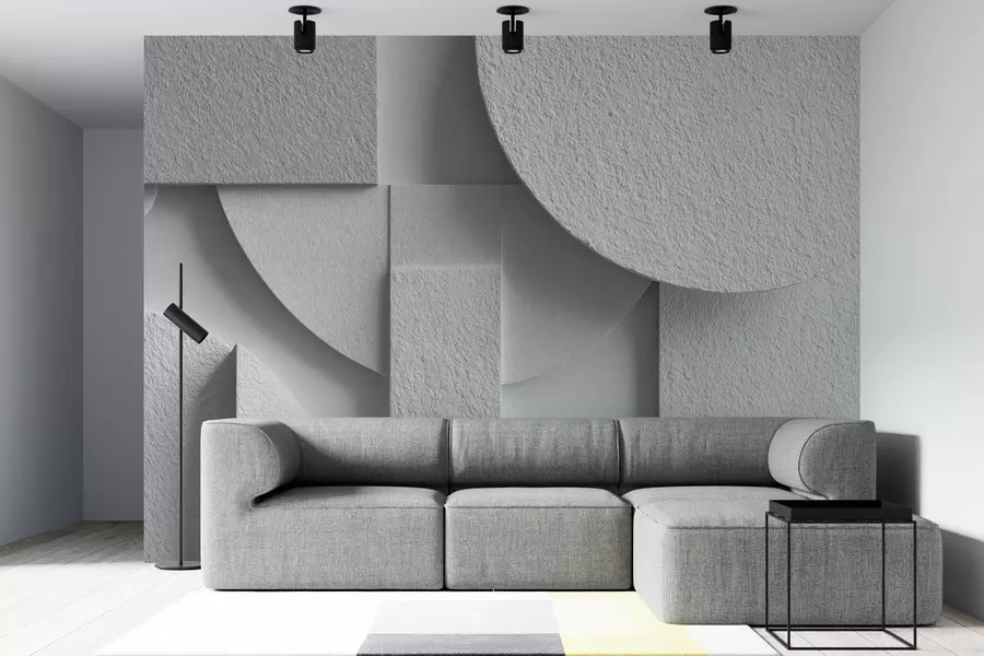 murales de pared Composición abstracta con formas geométricas tridimensionales blancas w04395v1