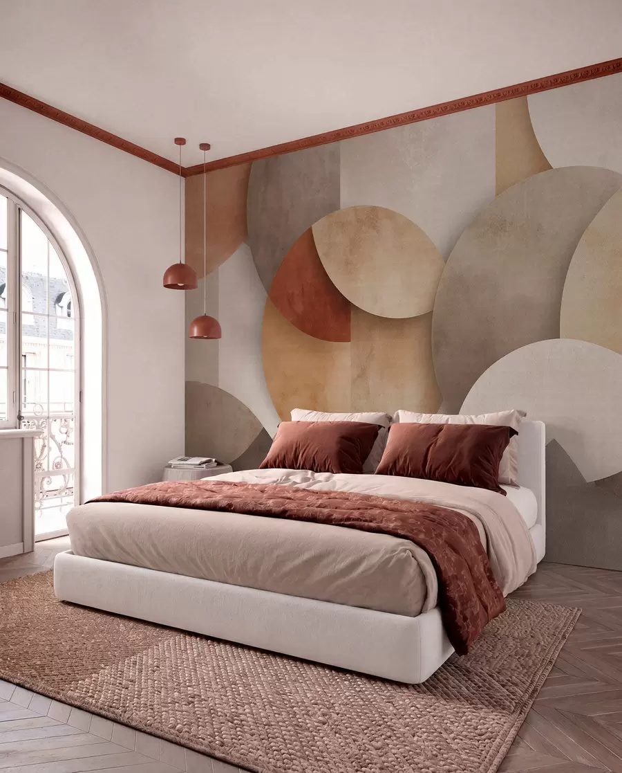 murales de pared Capas geométricas ocre w04310