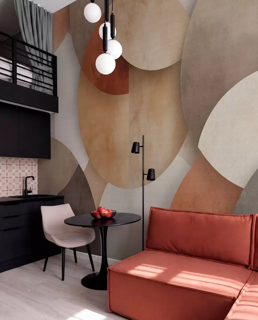 murales de pared Capas geométricas ocre w04310