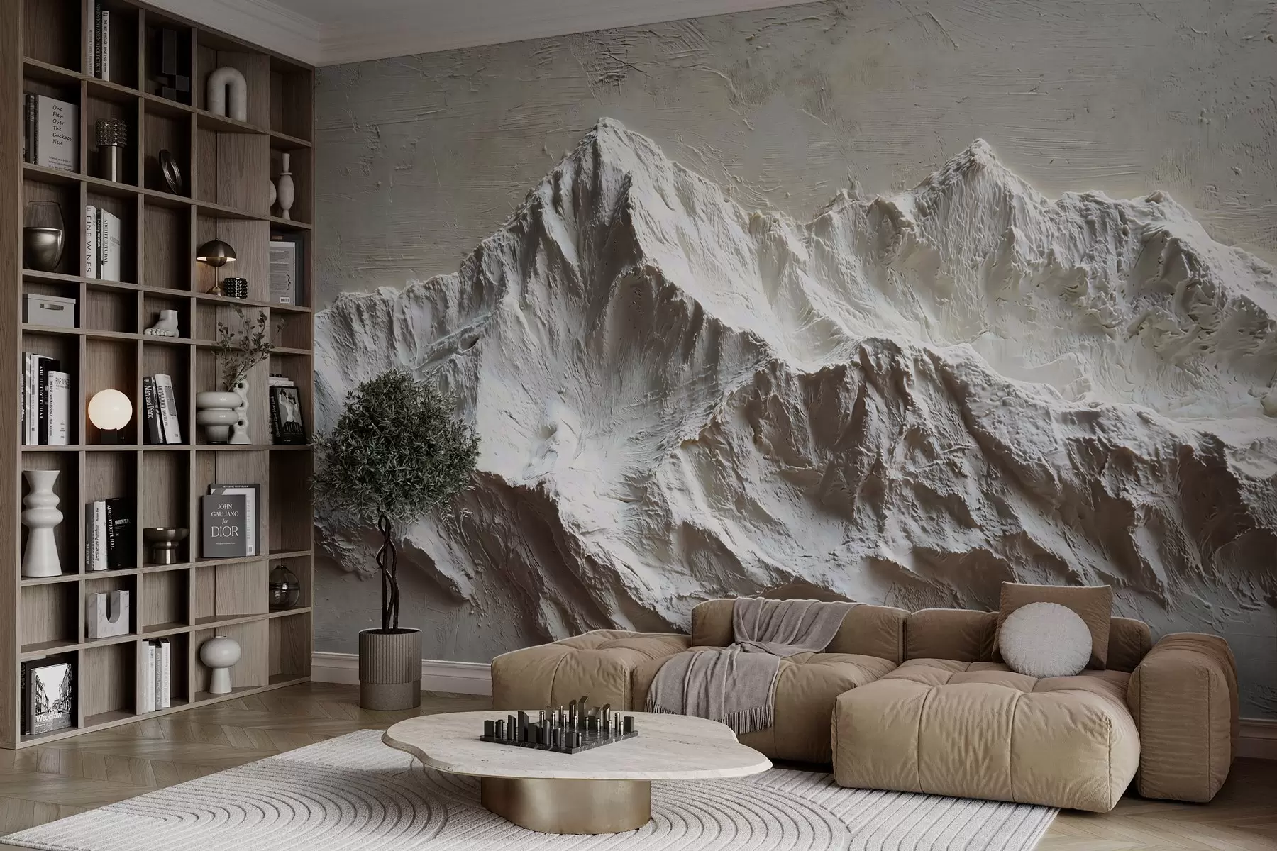 murales de pared Montañas en relieve en tonos claros con textura w04396