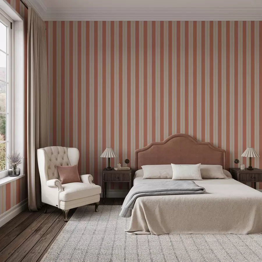 murales de pared Rayas terracota brillantes con toques beige a00515