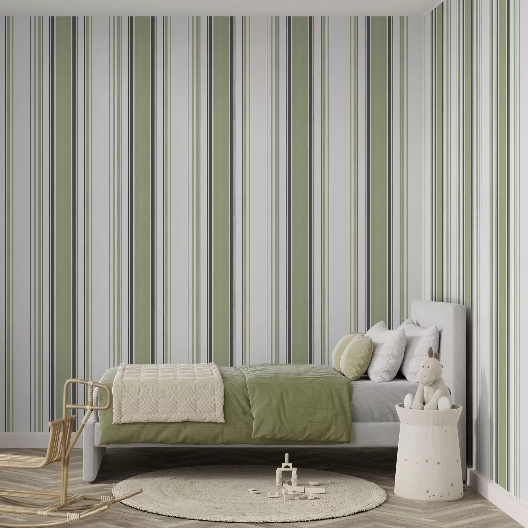 murales de pared Fondo blanco con una mezcla de rayas verdes y negras a00520