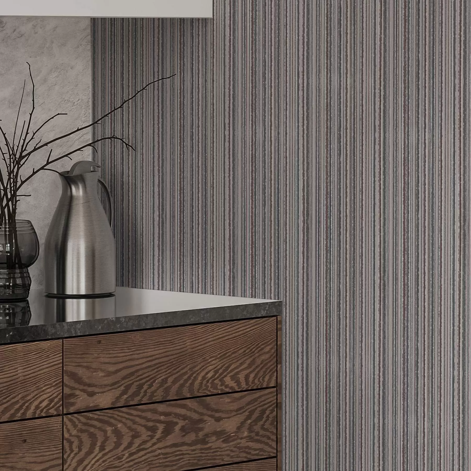 murales de pared Rayas densas en tonos marrón-gris a00548