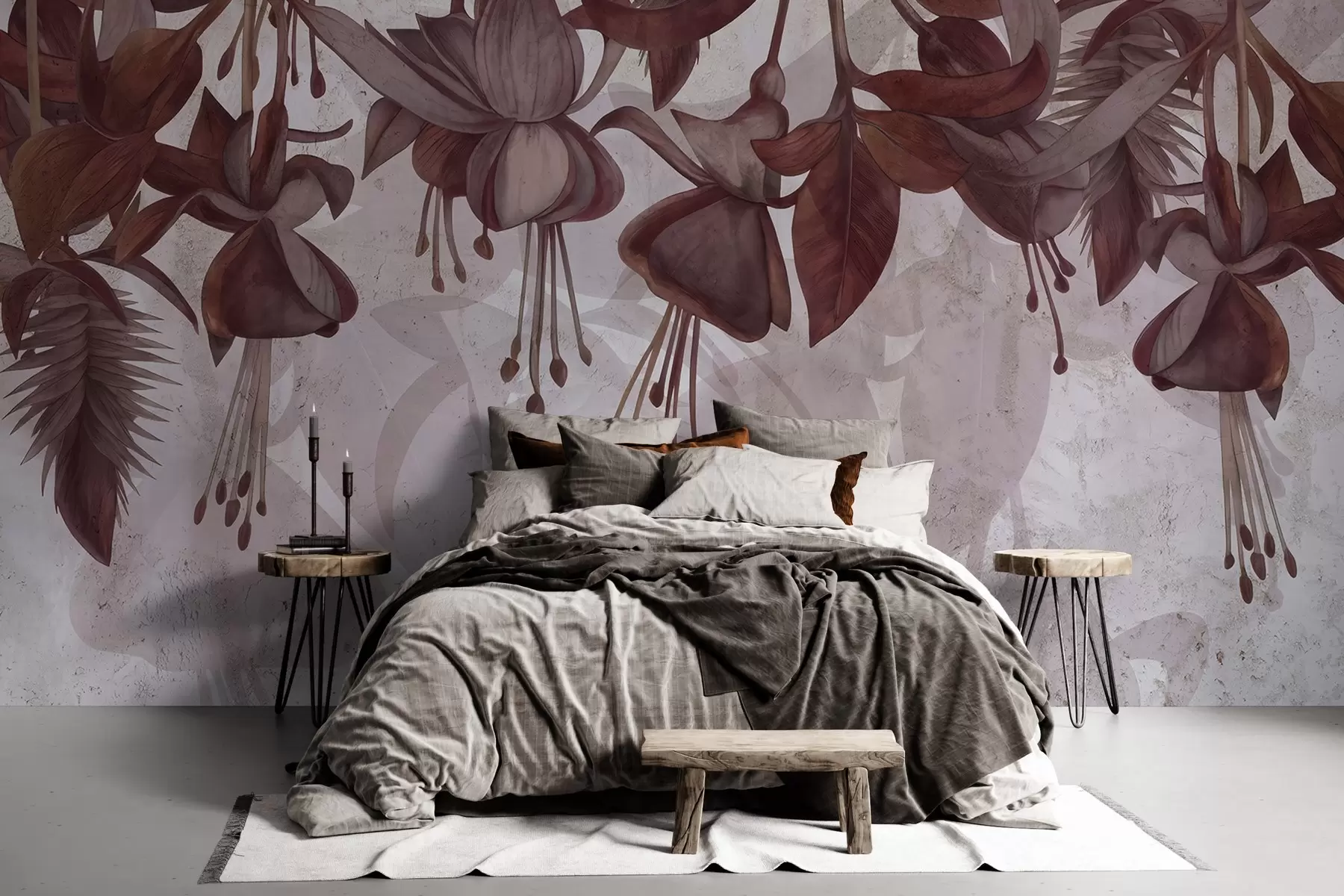 murales de pared Flores colgantes de estilo grunge w04472