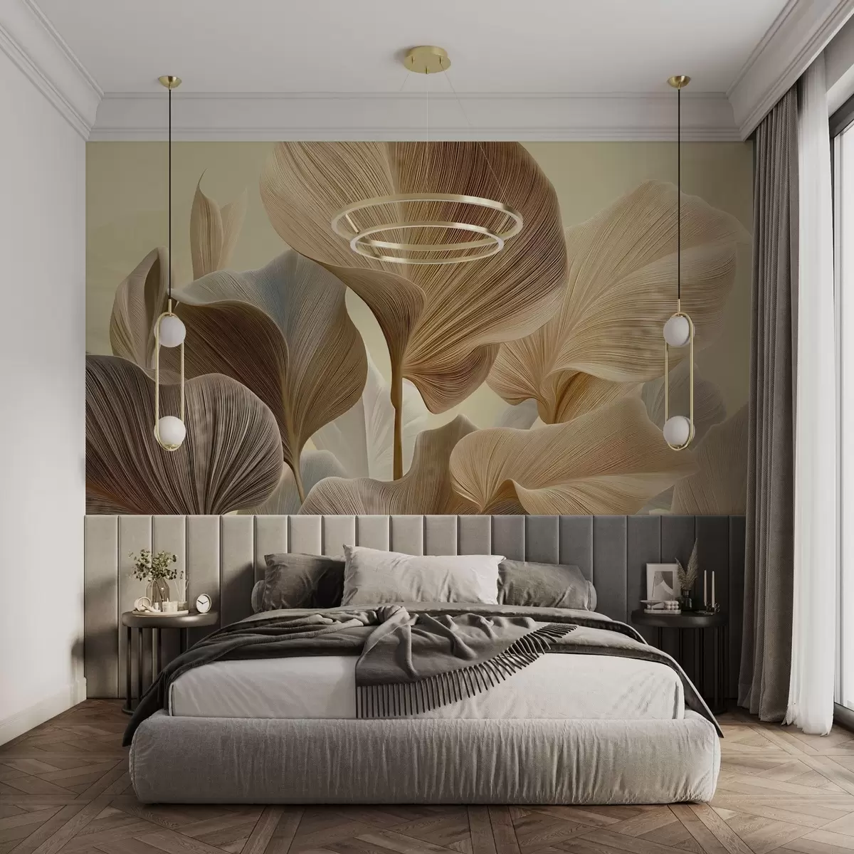 murales de pared Hojas esculpidas en arena w04549v2