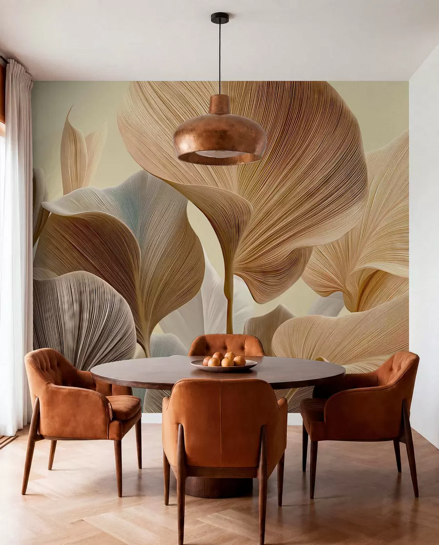 murales de pared Hojas esculpidas en arena w04549v2