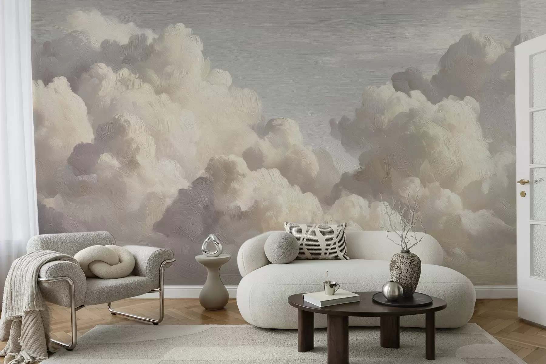 murales de pared Nubes dramáticas con pinceladas de textura suave w04550