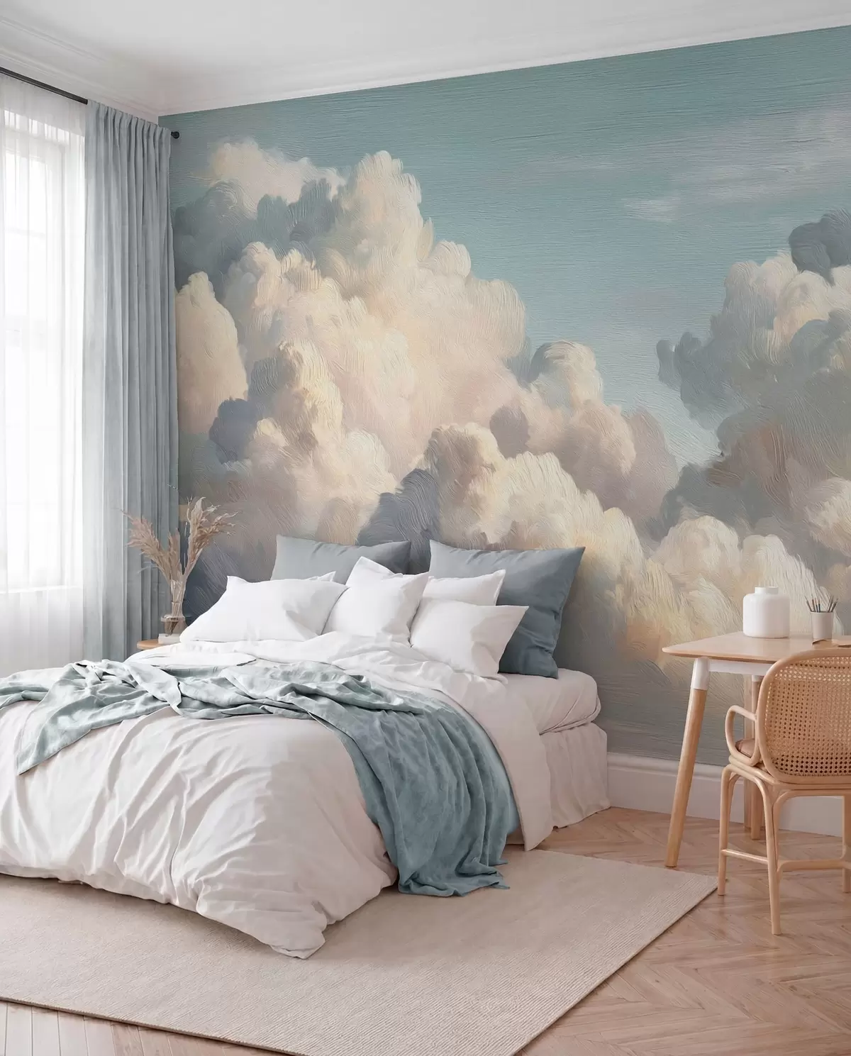 murales de pared Nubes en luz azul w04550v2