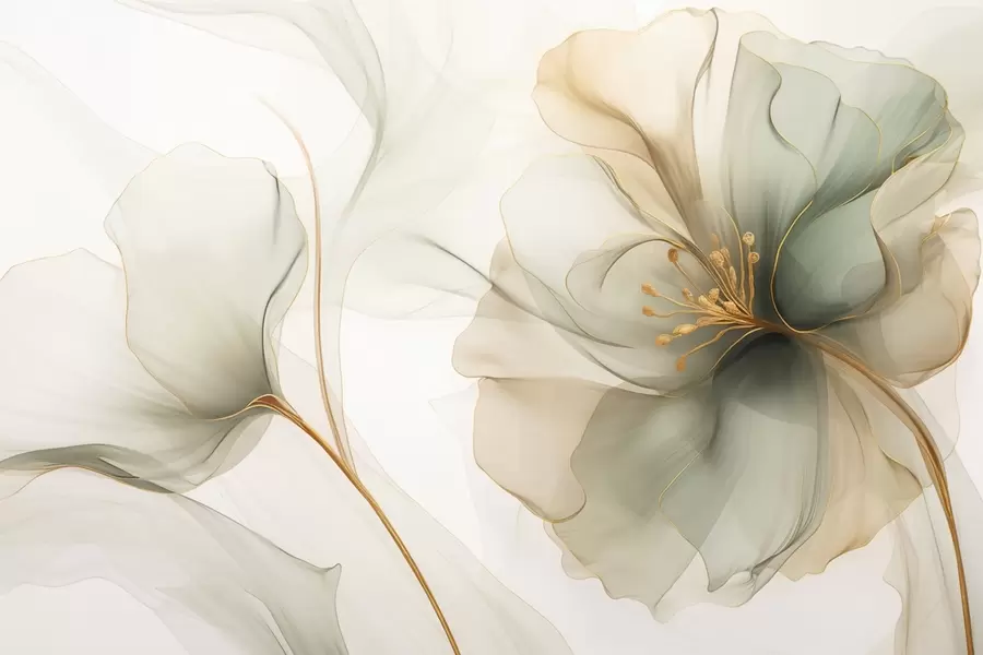 murales de pared Flor delicada con pétalos translúcidos w04553