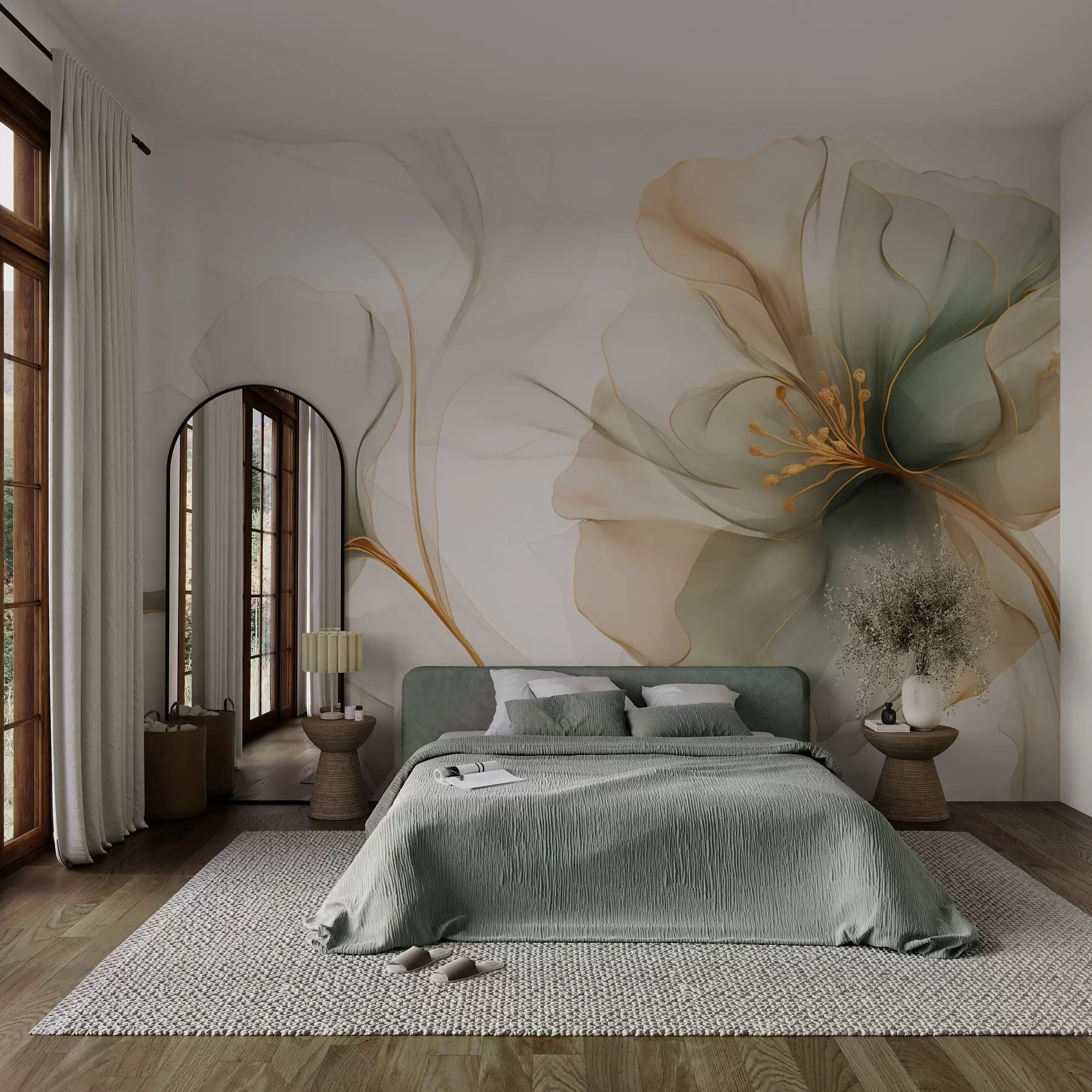 murales de pared Flor delicada con pétalos translúcidos w04553