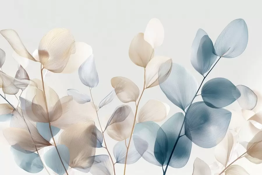 murales de pared elegantes hojas de eucalipto con nervaduras w04503